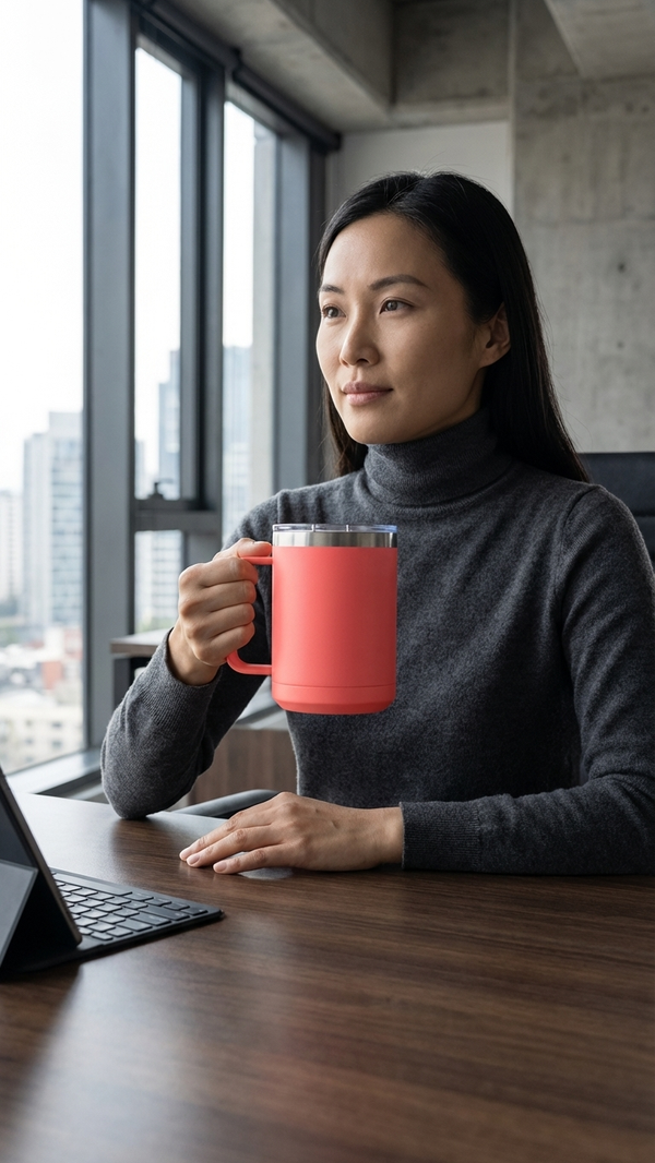 Karved Custom 15oz Stainless Mug — Stainless Steel Custom UV Print — Coral