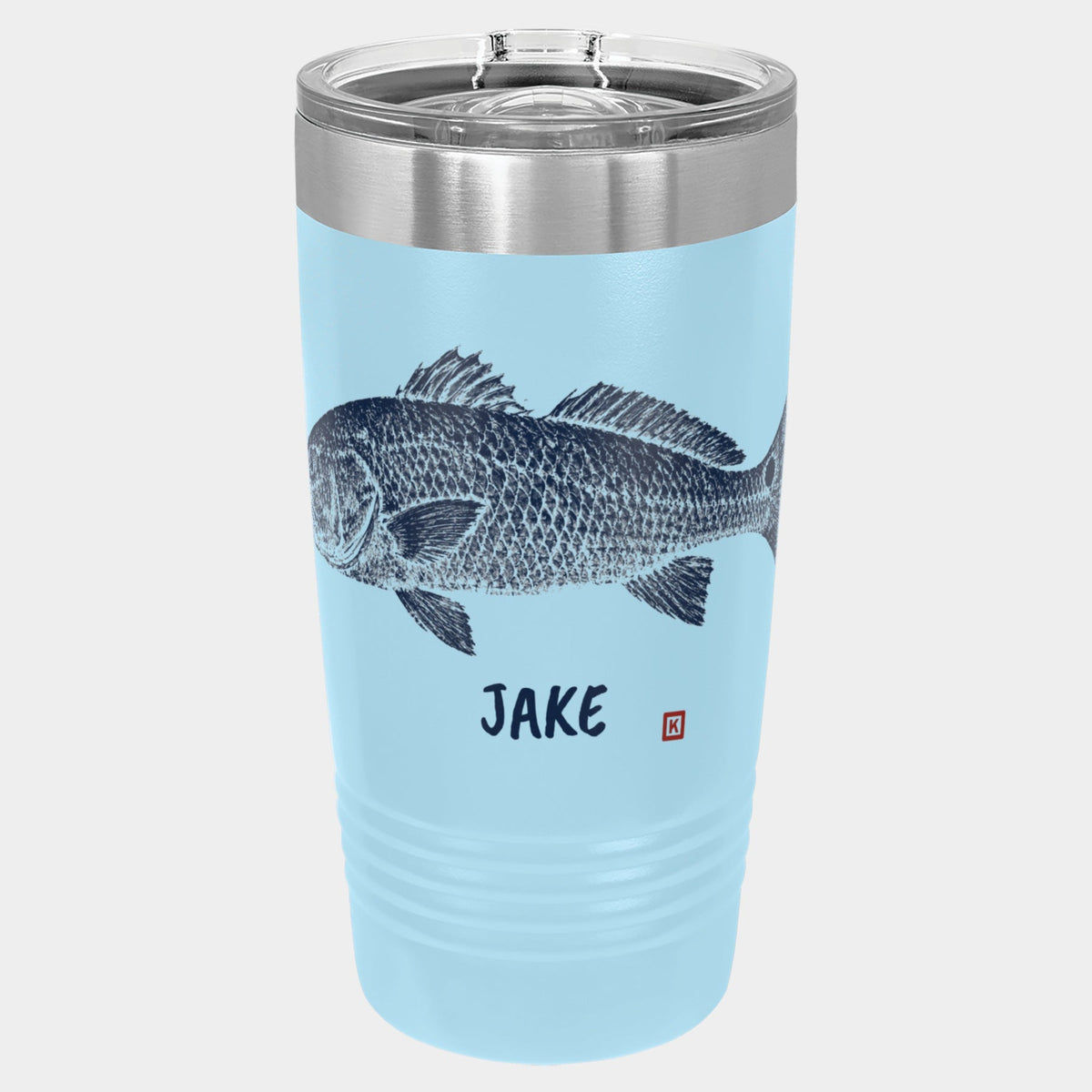 Gyotaku Redfish fishing tumbler, 20oz Polar Camel Ringneck in Light Blue