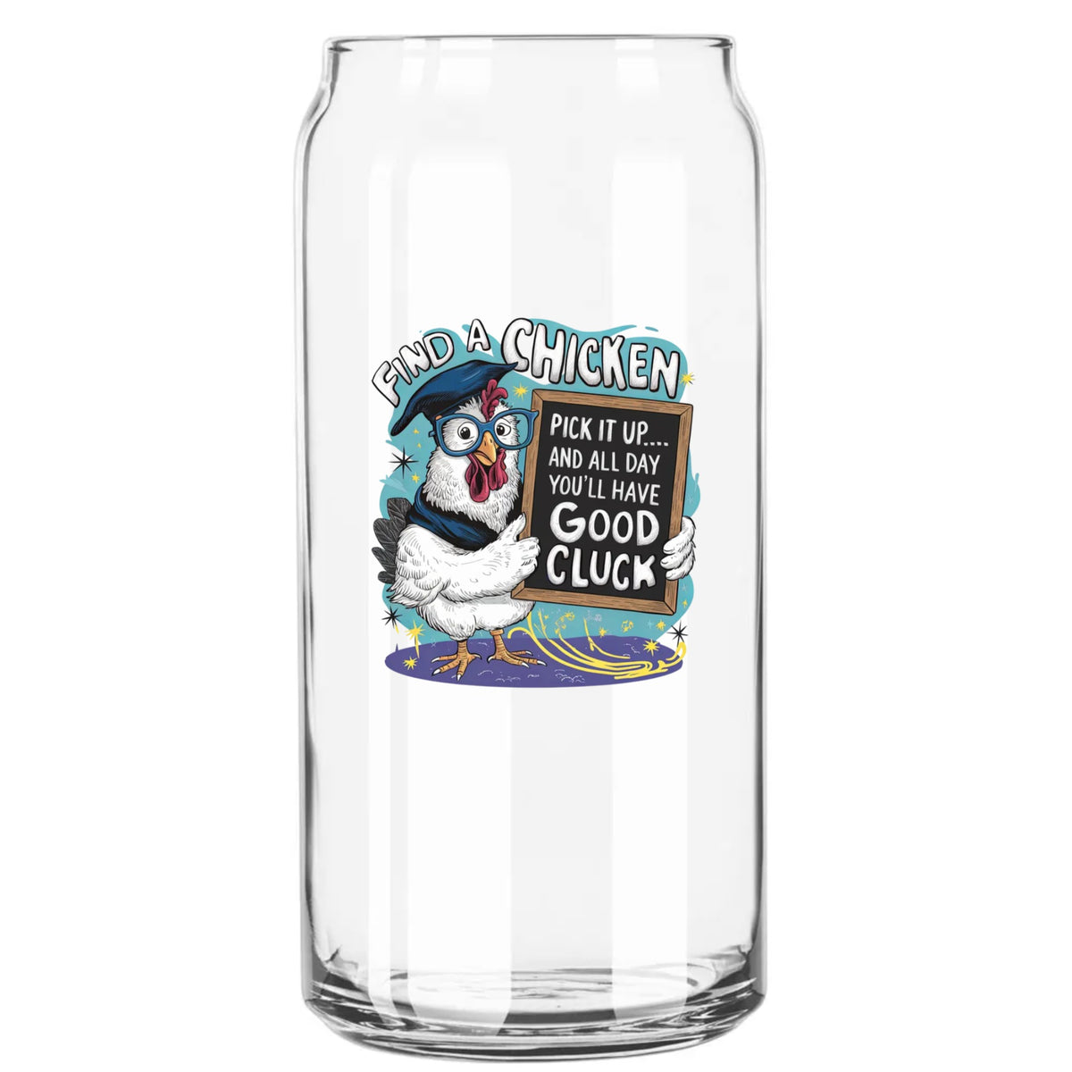 20oz Beer Can Glass- Funny Rooster Collection