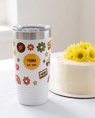Born in 1976 on a white 20oz Ringneck tumbler, UV printed by Karved