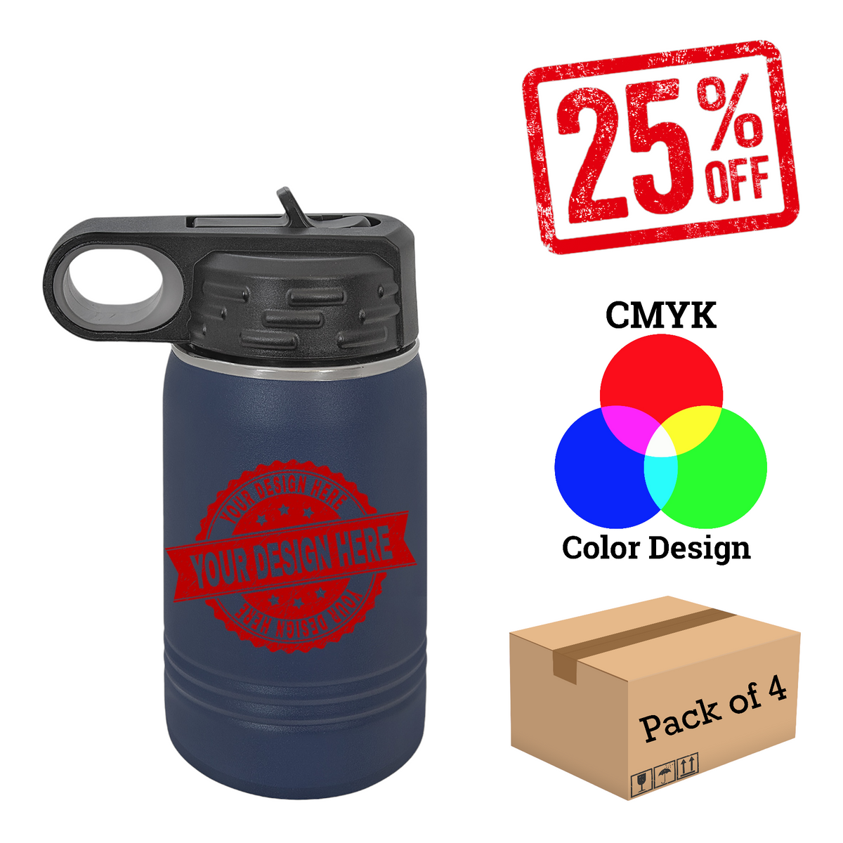 4 Pack Polar Camel 12 oz. Water Bottle