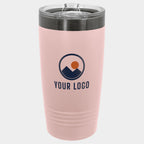 Mockup: Polar Camel 20oz Ringneck tumbler in Blush / Ghost Black, UV printed with a sample YOUR LOGO mark