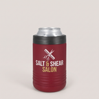 12oz Can Cooler in Maroon with a custom full-color printed logo | Karved Concepts