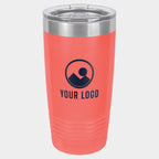 Mockup: Polar Camel 20oz Ringneck tumbler in Coral, UV printed with a sample YOUR LOGO mark