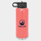 Mockup: Polar Camel 40oz water bottle in Coral, UV printed with a sample YOUR LOGO mark