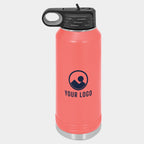 Mockup: Polar Camel 32oz water bottle in Coral, UV printed with a sample YOUR LOGO mark