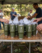 20oz Travel Mug with a custom laser-engraved logo, bulk corporate order | Karved Concepts