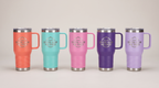 20oz Travel Mug with a custom laser-engraved logo, color lineup | Karved Concepts