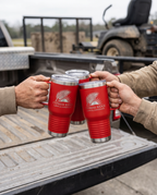 20oz Travel Mug with a custom laser-engraved logo, detail photo | Karved Concepts