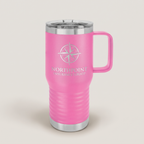 20oz Travel Mug in Pink with a custom laser-engraved logo | Karved Concepts