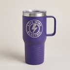 20oz Travel Mug in Purple with a custom laser-engraved logo | Karved Concepts