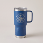 20oz Travel Mug in Royal Blue with a custom laser-engraved logo | Karved Concepts