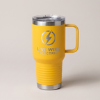 20oz Travel Mug in Yellow with a custom laser-engraved logo | Karved Concepts
