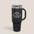 40oz Travel Mug in Black with a custom laser-engraved logo | Karved Concepts