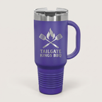 40oz Travel Mug in Purple with a custom laser-engraved logo | Karved Concepts
