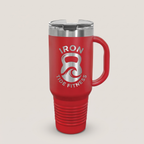 40oz Travel Mug in Red with a custom laser-engraved logo | Karved Concepts