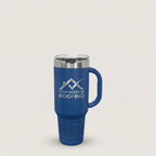 40oz Travel Mug in Royal Blue with a custom laser-engraved logo | Karved Concepts