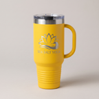 40oz Travel Mug in Yellow with a custom laser-engraved logo | Karved Concepts