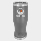 Mockup: Polar Camel 14oz pilsner tumbler in Dark Gray, UV printed with a sample YOUR LOGO mark