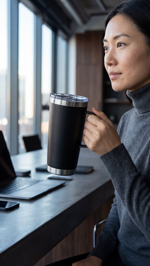 20oz Travel Mug in Black — Custom drinkware by Karved Concepts