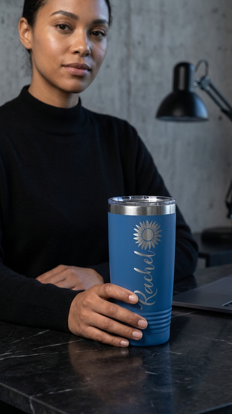 22oz Skinny Tumbler in Blue — Custom drinkware by Karved Concepts