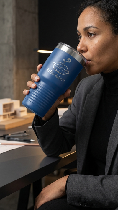 30oz Ringneck Tumbler in Blue — Custom drinkware by Karved Concepts
