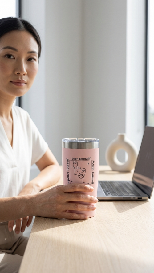 Polar Camel 20Oz Ringneck Tumbler in Blush — Custom drinkware by Karved Concepts