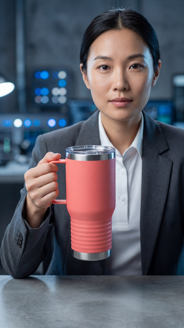 20oz Travel Mug in Coral — Custom drinkware by Karved Concepts