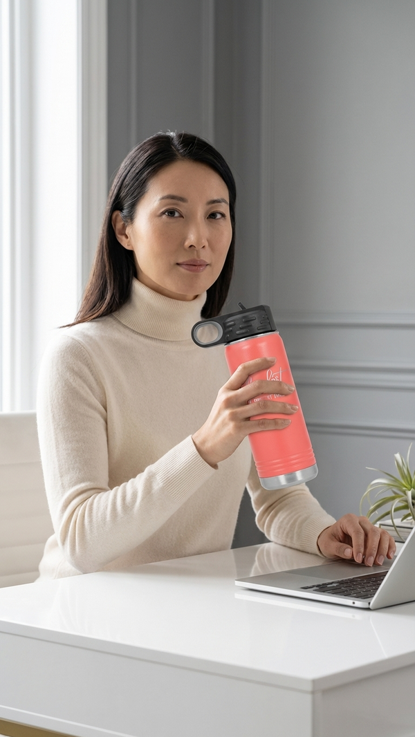 20oz Water Bottle in Coral — Custom drinkware by Karved Concepts