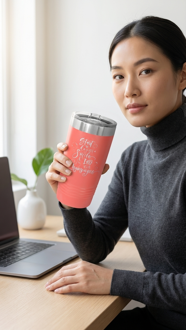 20oz Ringneck Tumbler in Coral — Custom drinkware by Karved Concepts