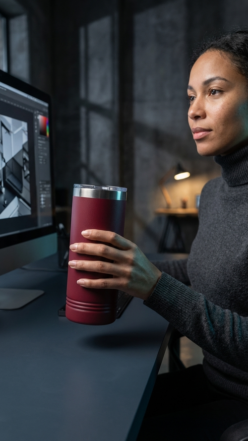 22oz Skinny Tumbler in Maroon — Custom drinkware by Karved Concepts