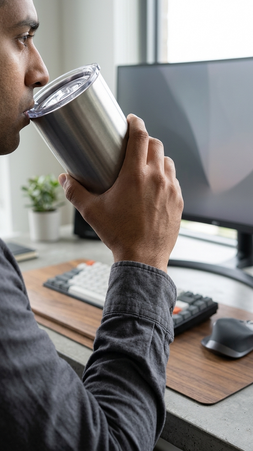 Custom 20oz Ringneck Tumbler — hero shot in stainless finish