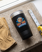 20oz Ringneck Tumbler, UV printed with a sample business logo (illustrative flat lay)