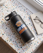 32oz Water Bottle, UV printed with a sample business logo (illustrative flat lay)