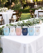 12oz Wine Tumbler, a set of six printed for a wedding | Karved Concepts