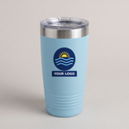 20oz Ringneck Tumbler in Light Blue with a full-color printed sample logo | Karved Concepts