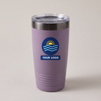 20oz Ringneck Tumbler in Moody Lilac / Ghost Black with a full-color printed sample logo | Karved Concepts