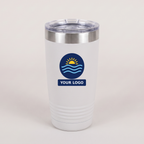 20oz Ringneck Tumbler in White with a full-color printed sample logo | Karved Concepts