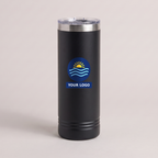 22oz Skinny Tumbler in Black with a full-color printed sample logo | Karved Concepts