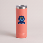 22oz Skinny Tumbler in Coral with a full-color printed sample logo | Karved Concepts
