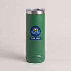22oz Skinny Tumbler in Green with a full-color printed sample logo | Karved Concepts