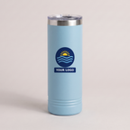 22oz Skinny Tumbler in Light Blue with a full-color printed sample logo | Karved Concepts