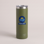 22oz Skinny Tumbler in Olive Green with a full-color printed sample logo | Karved Concepts