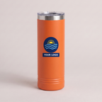 22oz Skinny Tumbler in Orange with a full-color printed sample logo | Karved Concepts