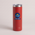 22oz Skinny Tumbler in Red with a full-color printed sample logo | Karved Concepts