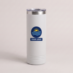22oz Skinny Tumbler in White with a full-color printed sample logo | Karved Concepts