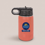 12oz Water Bottle in Coral with a full-color printed sample logo | Karved Concepts
