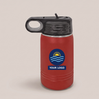 12oz Water Bottle in Red with a full-color printed sample logo | Karved Concepts