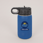 12oz Water Bottle in Royal Blue with a full-color printed sample logo | Karved Concepts