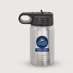 12oz Water Bottle in Stainless Steel with a full-color printed sample logo | Karved Concepts